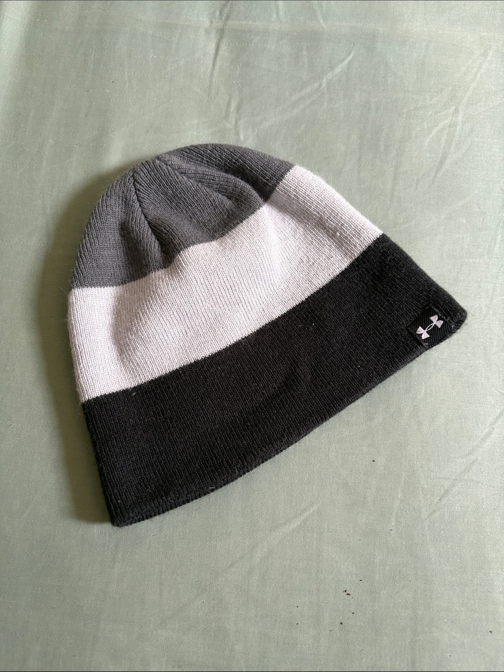 Under Armour Kids Black, Gray & White Striped Beanie